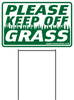 PLEASE KEEP OFF GRASS 8"X12" Plastic Coroplast Sign with Stake