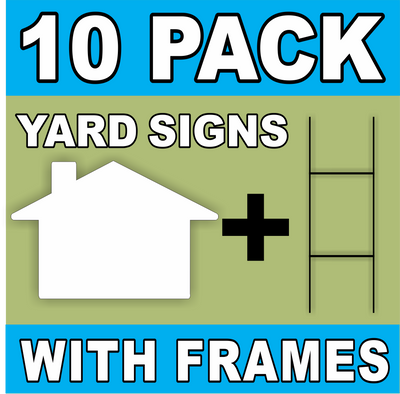 BLANK YARD SIGNS 10 PACK White LARGE House Shaped with H-Stakes DIY~Sign Kit FREE SHIPPING