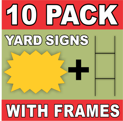 BLANK YARD SIGNS 10 PACK Yellow Starburst LARGE with H-Stakes DIY~Sign Kit FREE SHIPPING