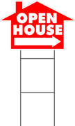 Open House House Shaped Yard Sign