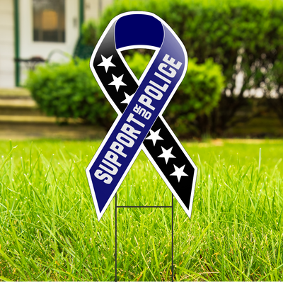 SUPPORT OUR POLICE Large Ribbon Shaped 22