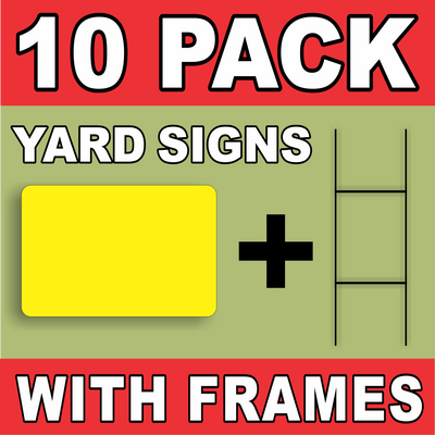 BLANK YARD SIGNS 10 PACK  Yellow LARGE with H-Stakes DIY~Sign Kit FREE SHIPPING