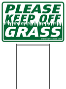PLEASE KEEP OFF GRASS 8"X12" Plastic Coroplast Sign with Stake