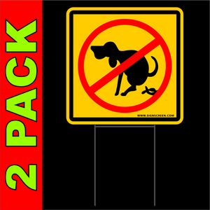 NO DOG POOPING signs 12"x 12"  2-PACK Out door yard signs with Meta Stakes FREE SHIPPING