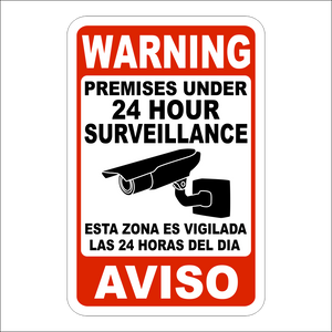 Security camera sign (dual language) English/Spanish (4 Pack)