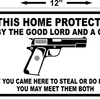 This Home Protected By The Good Lord And A Gun Second Amendment Sign $6.99 FREE SHIPPING