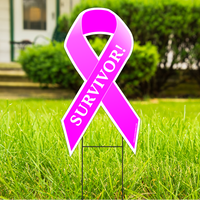 Breast Cancer Survivor Large 22"x 12" Outdoor Ribbon Shaped Yard Sign $13.99 FREE SHIPPING