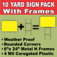 SIGN BLANKS Yellow Medium Yard Lawn Signs with H-Stakes DIY~Sign Kit (10 PACK) FREE SHIPPING