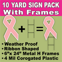 BLANK Yard Signs With Frames Pink LARGE Cancer Ribbon H-Stakes DIY~Sign Kit FREE SHIPPING