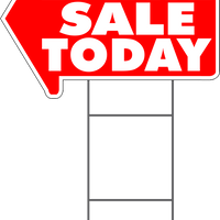 Estate Sale Today Yard Sign Arrow Shaped With Frame White/Red As Low As $8.95 FREE SHIPPING
