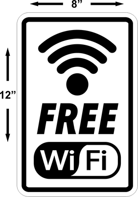 Free Wi-fi Sign FREE SHIPPING