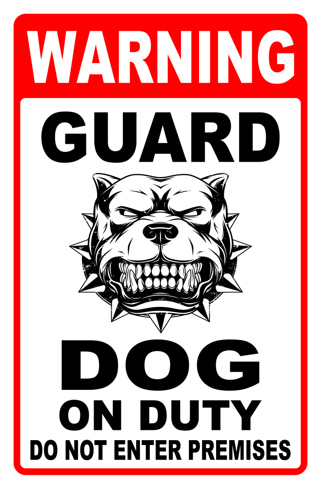 Warning Sign - Attack Dog on Duty Sign Beware of dog sign Indoor/Outdoor