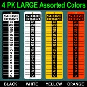 SCOREBOARD-Washers-Cornhole-Horseshoes-Bocce Ball LARGE 4 Pack Multi Colors 6x23