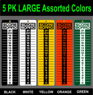 SCOREBOARD-Washers-Cornhole-Horseshoes-Bocce Ball LARGE 5 Pack Multi Colors 6x23